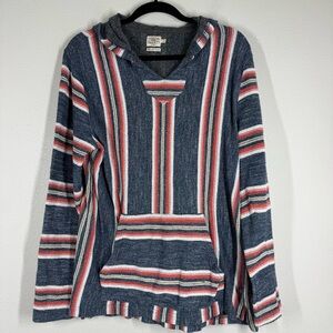 Faherty Baja Striped Beach Poncho Hoodie In Vintage Serape Cotton Men’s Large